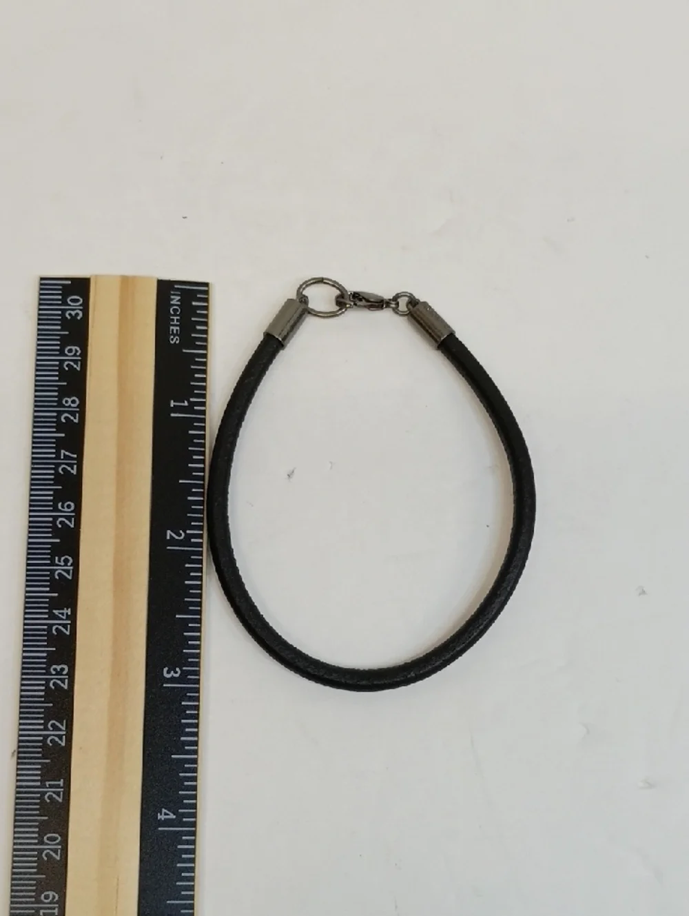 DKNY Black Leather Bracelet Silver Tone Clasp Men’s Minimalist